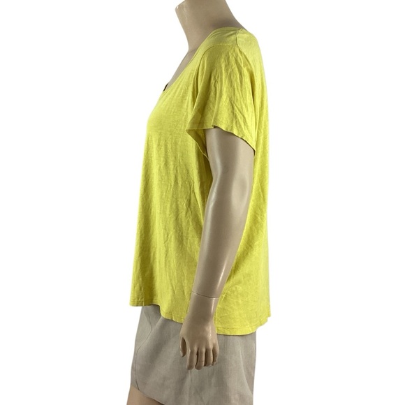 Eileen Fisher Organic Cotton V-Neck Short Sleeve Top Yellow 2X - Picture 4 of 7